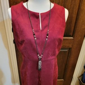 Chico''s Ladies Faux Suede Top- Stitched, Fitted, Sleeveless Dress